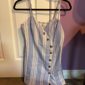 Blue and white striped romper